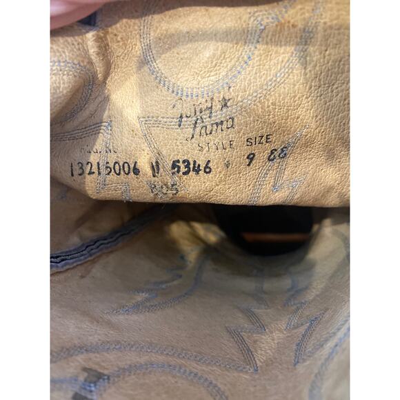 Tony Lama Black w/ White Stitched Cowboy Boots EUC Sz 9 Men’s Leather - Picture 5 of 13